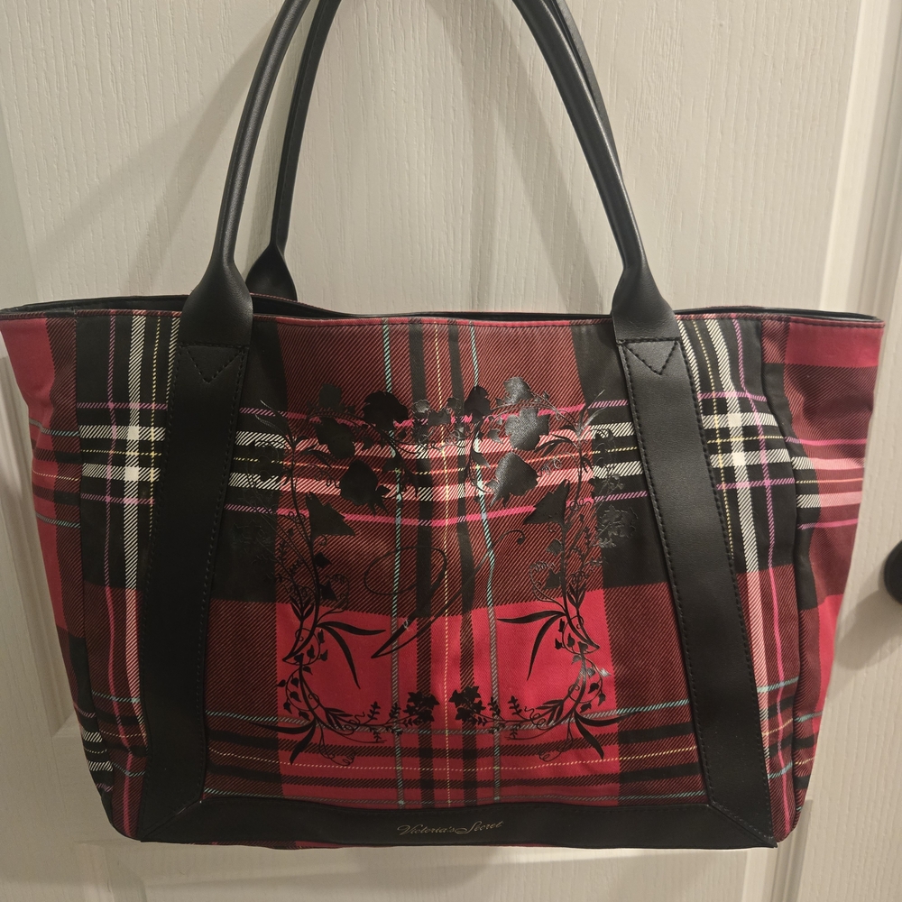 Victoria's Secret Red and Black Plaid Tote